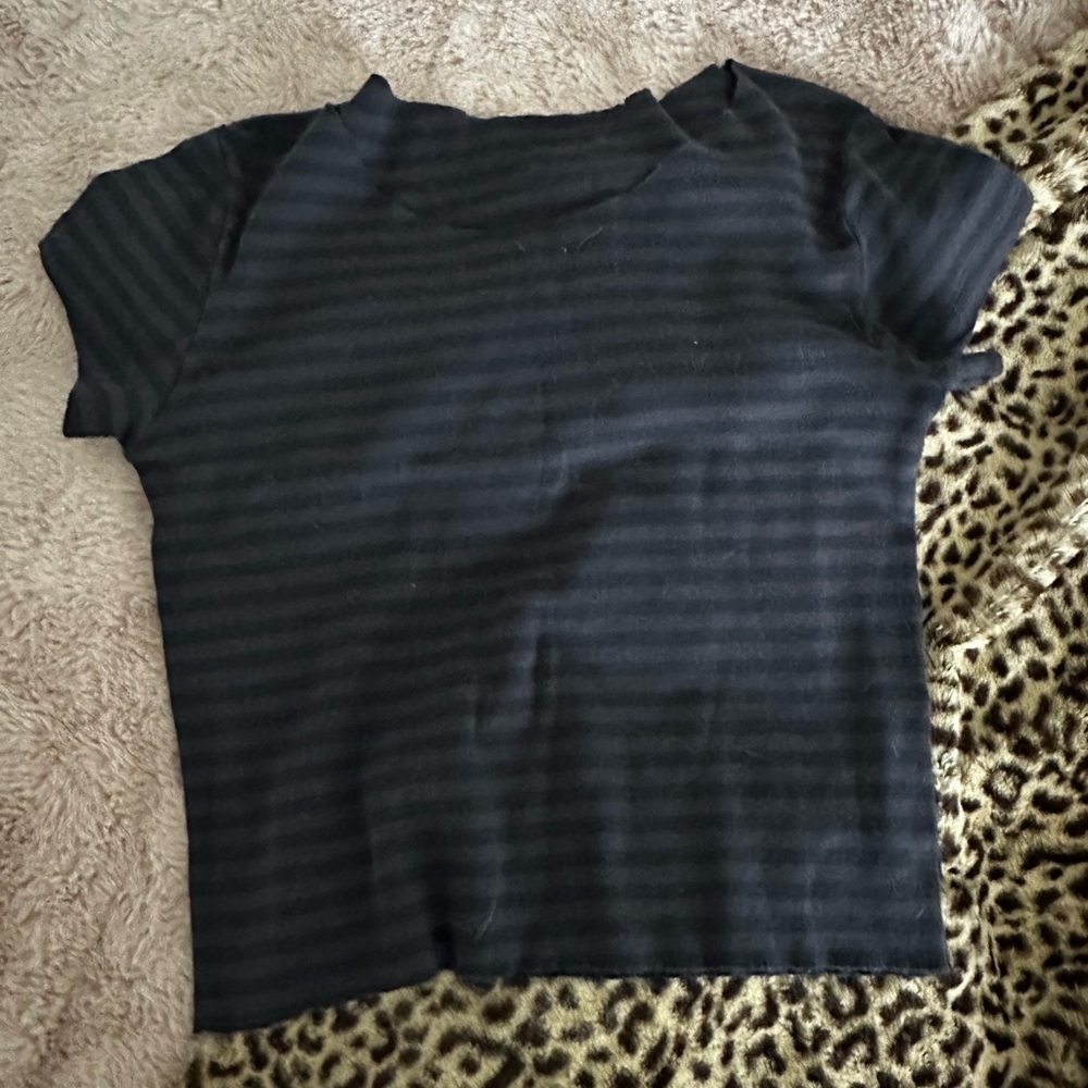 Cut Neckline Brandy Striped Tee